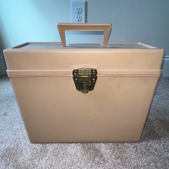 Vintage Brown/Tan Plastic Ballonoff File Storage Organizer Box Portafile - Picture 1 of 16